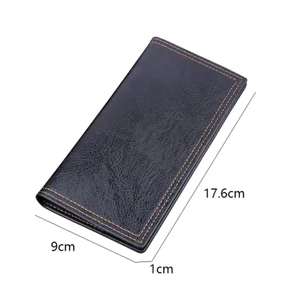 Men's Long Wallet Oil Wax Leather Retro Gift - 4
