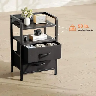 Non-Woven Storage Cabinet with LED Lights, for Bedside Table - 3