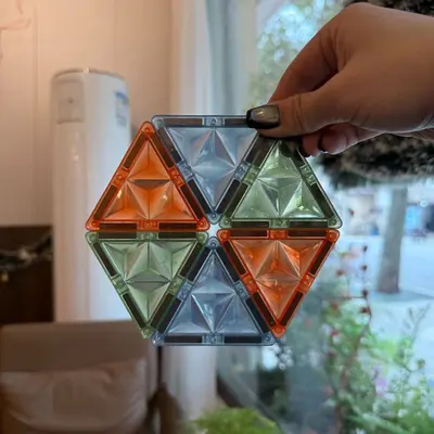 Magnetic Building Tiles Refill Set Stained Glass Puzzle for Kids Educational Toy - 12