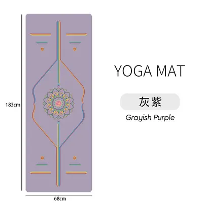 Rainbow PU Yoga Mat, Natural Rubber, Non-Slip with Alignment Lines - 10