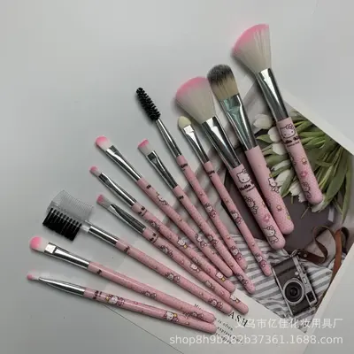 KT Cat 12-piece makeup brush set, eyeshadow, blush, foundation brush, beauty tools, lip brush