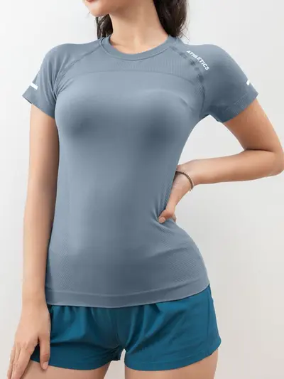 Women's Slim Fit Quick-Dry Short Sleeve Running Yoga T-Shirt - 12