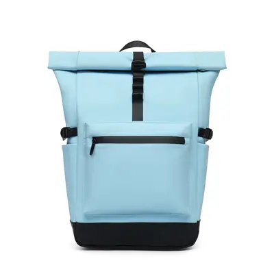 Men's Solid Color Roll-Top Backpack, Customizable Logo - 9