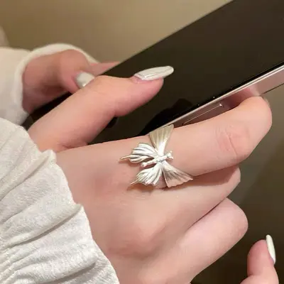 Women's 925 sterling silver asymmetric geometric ring - 9