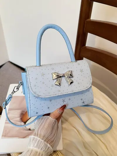 Women's Small Square Crossbody Bag, Minimalist Textured Single-Shoulder Bag - 1