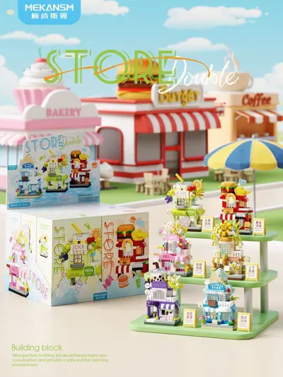 Kompatibles Bauset Hamburger-Eis-Straßenwagen, Mikro-Bausteine - 7