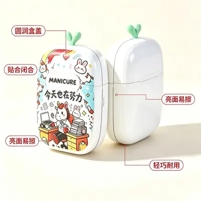 跨境新款指甲刀套装不锈钢修甲工具涂鸦图案轻巧便携6件套挖耳勺