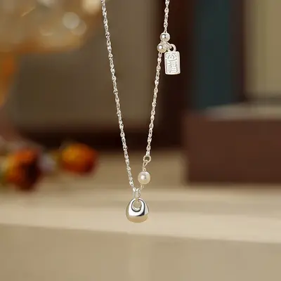 S999 gümüş Çin tarzı külçe kolye kadın moda zinciri - 2