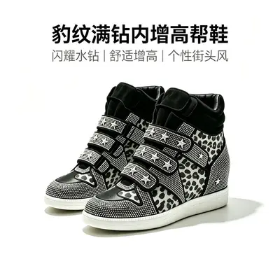 Damen-Sneaker mit Strass, versteckter 8-cm-Absatz, Retro-Y2K-Stil