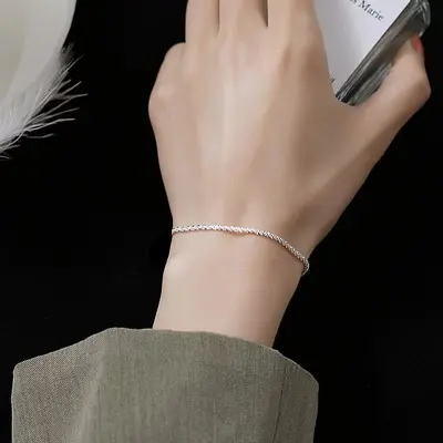 S925 silver baby bracelet women breathable Korean style - 1