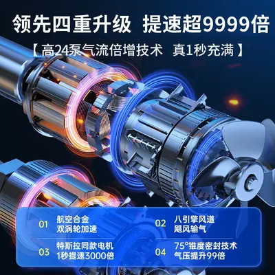 适用车载无线充气泵便携式汽车用电动打气筒小轿车轮胎车用加气宝 - 3