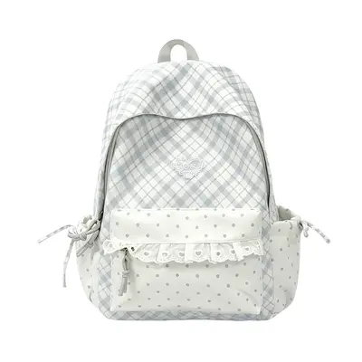 Japanese-Style Schoolbag for Girls, Junior High, Plaid Backpack - 5