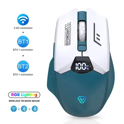 Stok Mevcut Kablosuz Bluetooth Çift Mod Şarjlı Fare Sessiz Oyun Akıllı Ekran Göstergeli Bilgisayar Monitörü Faresi Çapraz Sınır