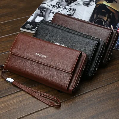 Men's Wallet baellerry Large Capacity Litchi Pattern Multi-Card Clutch - 2