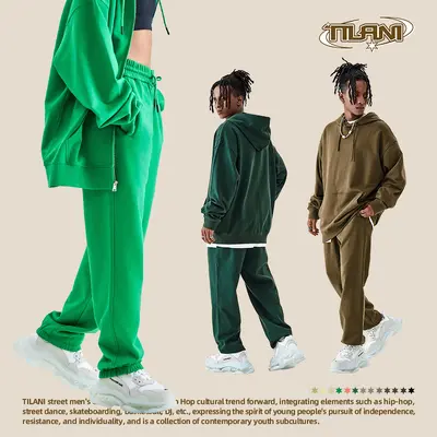 Men's Sweatpants, 400G Terry Cotton, Solid Color, Loose Fit, Tapered Leg - 5