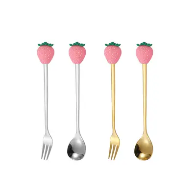 Stainless Steel Cartoon Fruit Spoon and Fork Set for Kids - 11