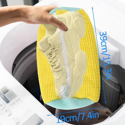 Brake zipper chenille lazy shoe washing bag washing machine cleaning maintenance bag shoe anti-deformation laundry bag multifunctional - 4