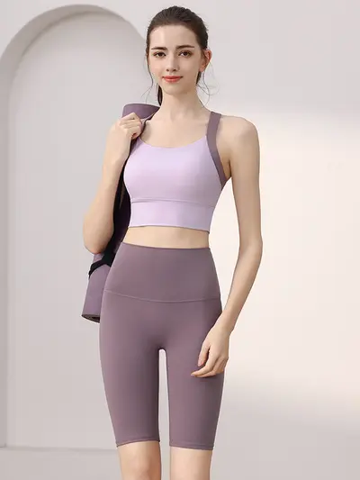 Women's Summer Yoga Sports Set, Shockproof Vest, Backless, Pilates - 4