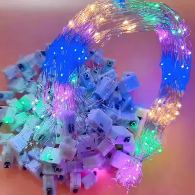 Bakır tel lamba bakır tel dize LED dize ışıkları düğme pil kutusu lamba el sanatları kapalı dize ışıkları yanıp sönen ışıklar - 7