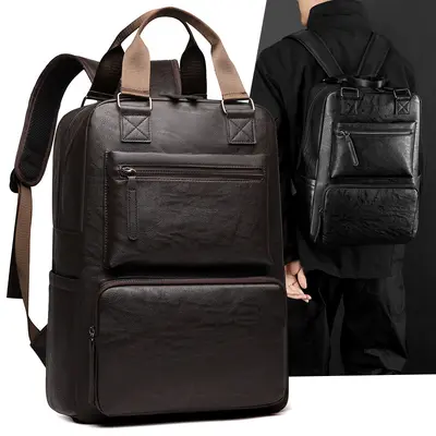 Herren-Leder-Rucksack, Laptoptasche, Business