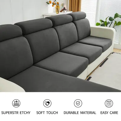 Amazon Milch Seide gebürstete TPU-beschichtete wasserdichte Sofakissen-Bezug elastische Komplett-Sofabezug 180gsm - 5