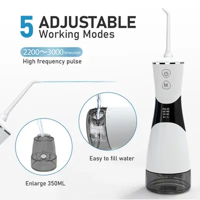 Elektrische Munddusche, USB-aufladbar, tragbar, für den Haushalt, mit Zahnaufhellungsfunkt