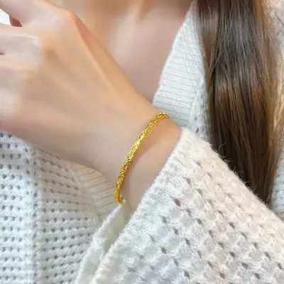 Damenarmband aus Gold, Crushed-Ice-Stil, Sandgold - 6