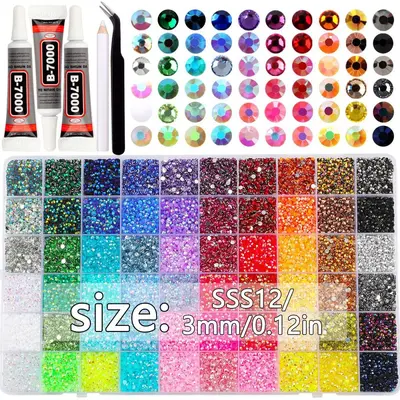 Nail Rhinestone Set 24-60 Colors, Large Capacity Resin AB Rhinestones - 7