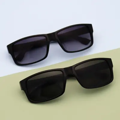 Square Frame Sunglasses, Black Frame, Windproof - 3