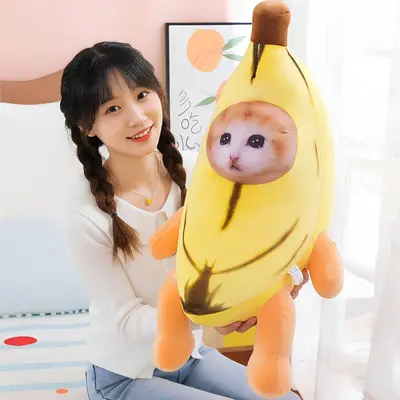 Bibilabu Plush Toy, Banana Kitten and Shield Dog Doll