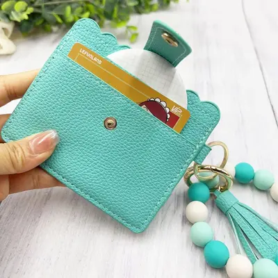 Silikonperlen-Armband mit Kartenhalter, Damenbrieftasche aus PU