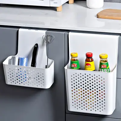 Wall-mounted kitchen cabinet door storage rack