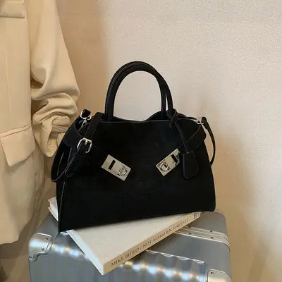 Women's Suede Tote Bag, Large Capacity, Single Shoulder - 7