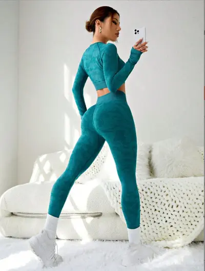 Hollow-Out Long-Sleeve Yoga Set, Butt-Lifting, Quick-Dry - 8