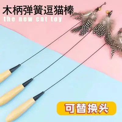 CFA Competition-Grade Cat Teaser Wand Cat Toy Self-Play Boredom Relief Long Pole Feather Bite-Resistant Replaceable Head Cat Supplies Full Range