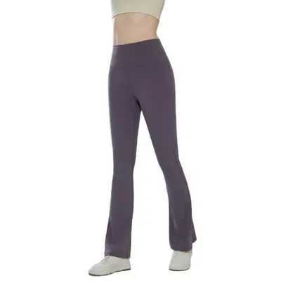 Peach Hip High-Waist Yoga Flare Pants, Tummy Control, Back Pocket