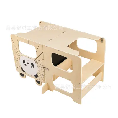 Wooden Learning Tower with Chalkboard, 3-in-1 Kids Stool