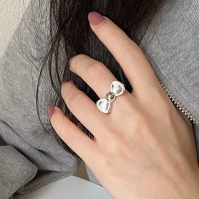 925er Silber asymmetrischer geometrischer Ring für Zeigefinger - 9
