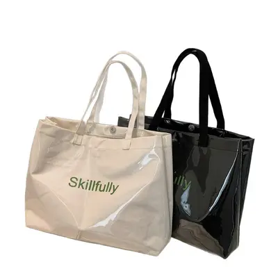 Transparent Jelly Canvas Tote Bag, Large Capacity Women's Single-Shoulder Bag - 5