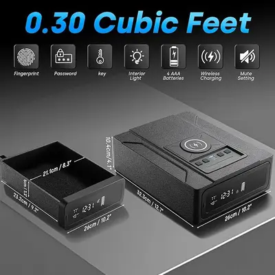 Akıllı Mini Tabanca Kasası, Kablosuz Şarjlı, Bluetooth ve Ekranlı, Yatak Başı