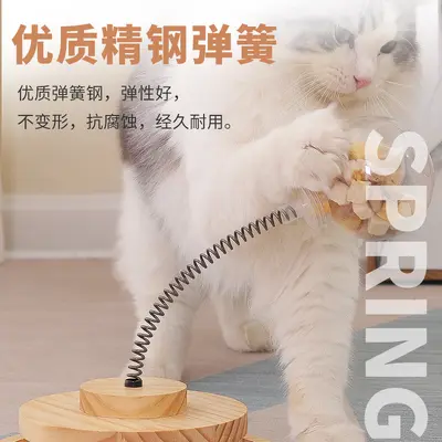 Solid Wood Rotating Cat Toy and Pet Treat Dispensing Ball, Roly-Poly
