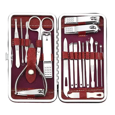 Nail clipper set, stainless steel, 19-piece manicure kit - 8