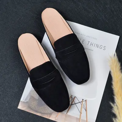 Women's Flat Half Slippers with Square Toe, Casual Mules Shoes, Plus Size 41-44 - 3