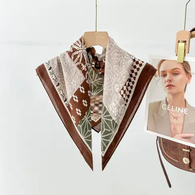 70cm Small Square Imitation Silk Satin Women's Scarf with Letter Print - 12