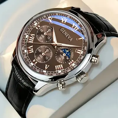Sınır ötesi popüler erkek saati iş tam otomatik saat camı kuvars saat sahte üç gözlü erkek saati toptan - 8
