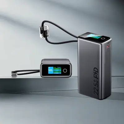 Powerbank 20000 mAh, 22,5 W, mit TFT-Farbdisplay und integriertem Dual-Schnellladekabel - 8