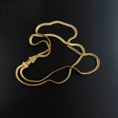Matte Double-Layer Gold Snake Chain Necklace with Collarbone Chain