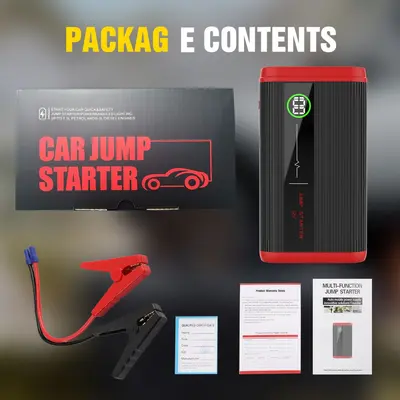 12V Portable Car Battery Jump Starter, Emergency Power Supply, Multifunctional - 8