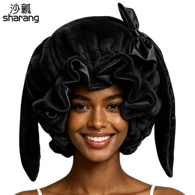 Double-Layer Bunny Ear Cap, Women's Hair-Protecting Satin Sleep Cap - 7