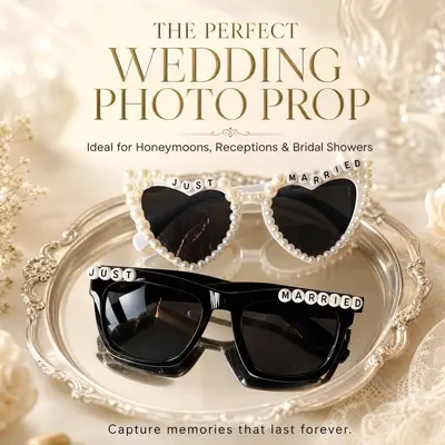 Just MARRIED Verlobungsparty-Sonnenbrille mit Perlen und Herzen - 9